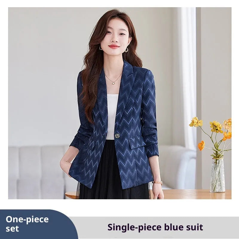 Women's slim fit suit coat in blue, black or white, spandex, non-ironing, regular sleeves, sizes S-4XL