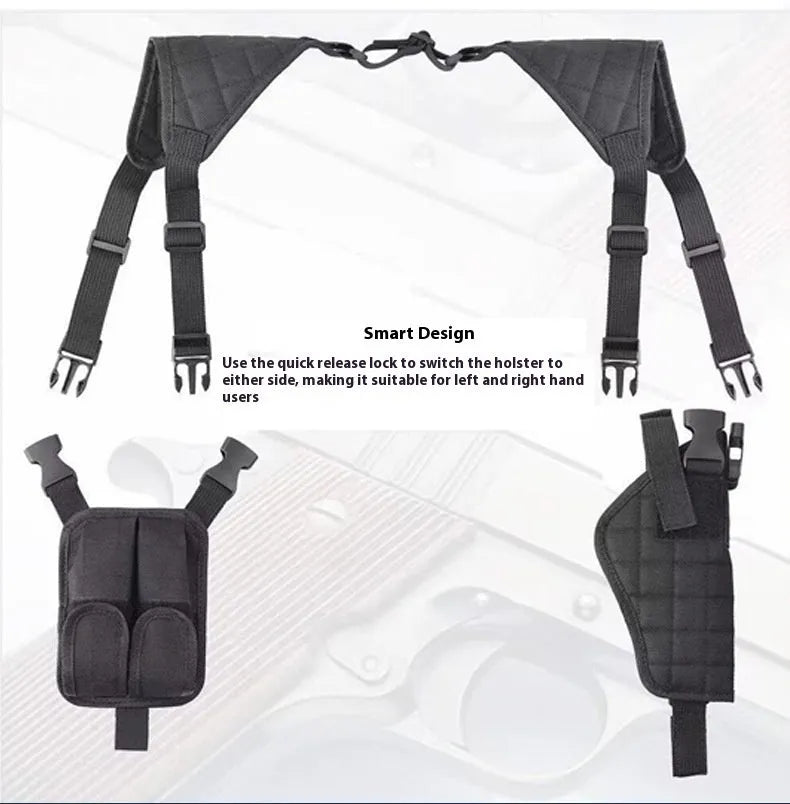 Black underarm shoulder holster bag in Oxford cloth with nylon clip for outdoor sports
