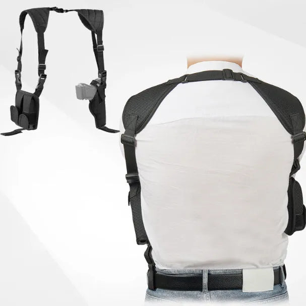 Black underarm shoulder holster bag in Oxford cloth with nylon clip for outdoor sports