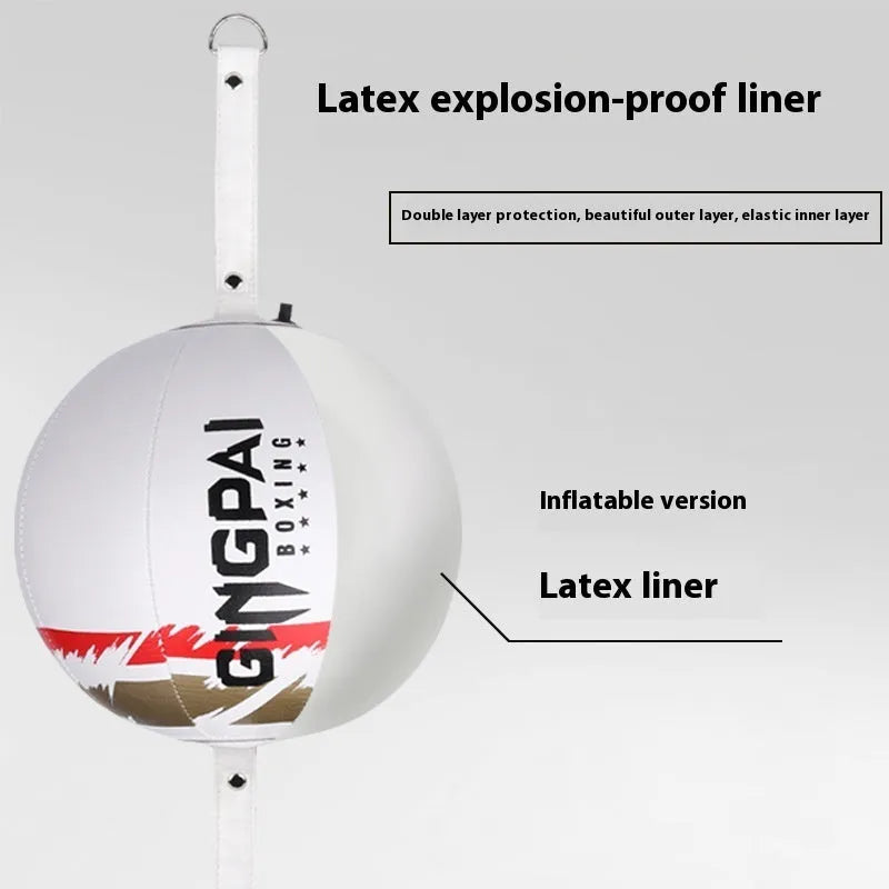 Black PU leather hanging boxing speed ball for reaction and dodge training equipment.