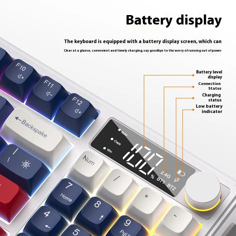 Wireless Bluetooth keyboard and mouse suit in Blue White colour with mechanical feeling keys and Type-C cable