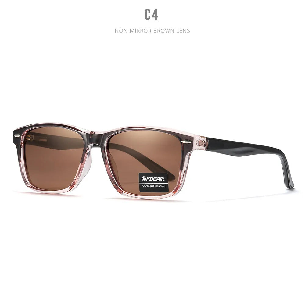 Logo-free square polarised sunglasses in C1 colour, TAC lenses, TR90 frame, casual style