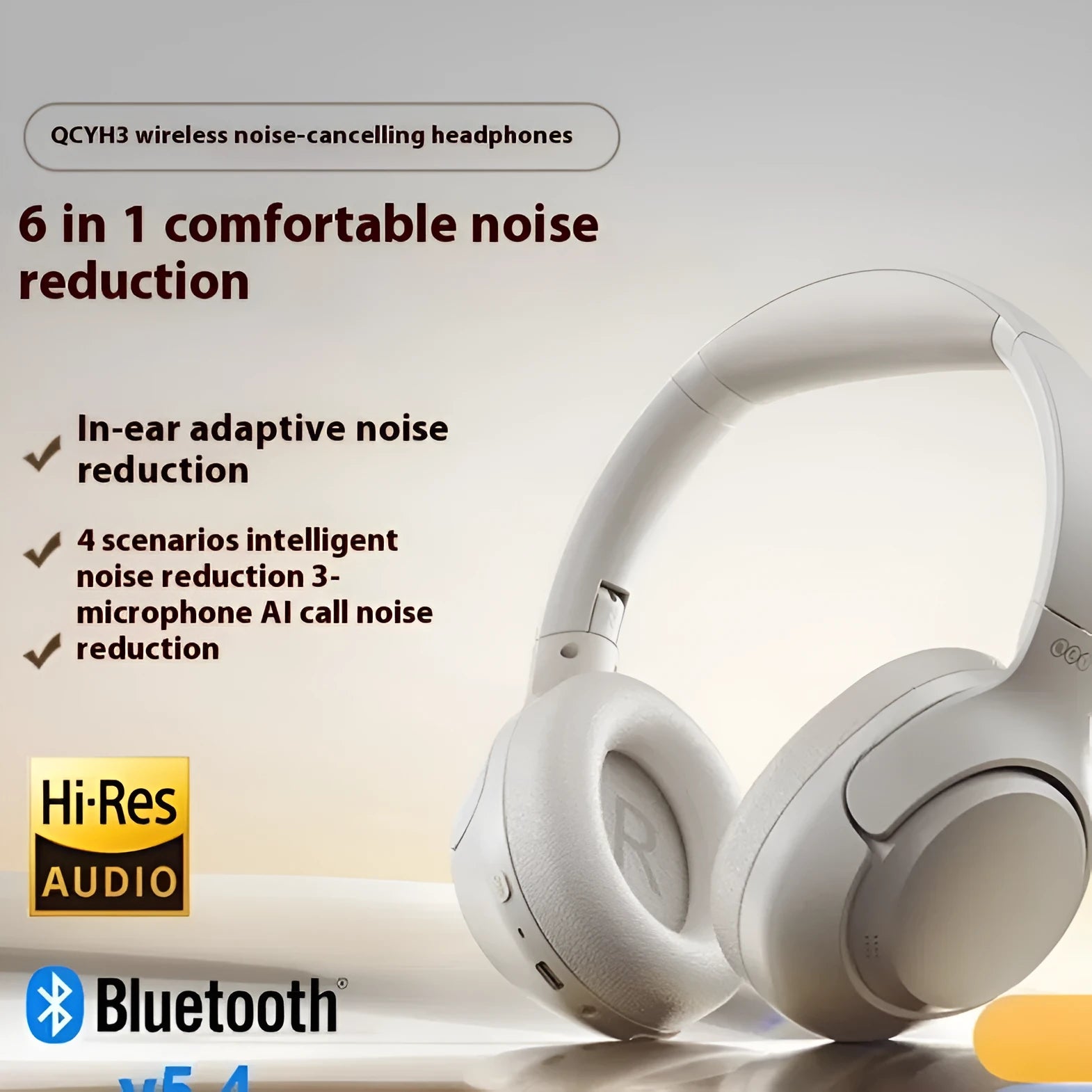 H3 Bluetooth headset in sports style with active noise reduction and voice control