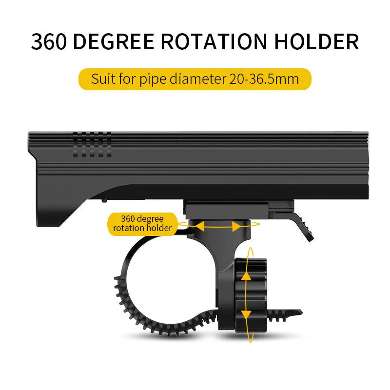 Black KX12DF digital display bicycle headlight with aluminium alloy body mounted on a handlebar bracket.