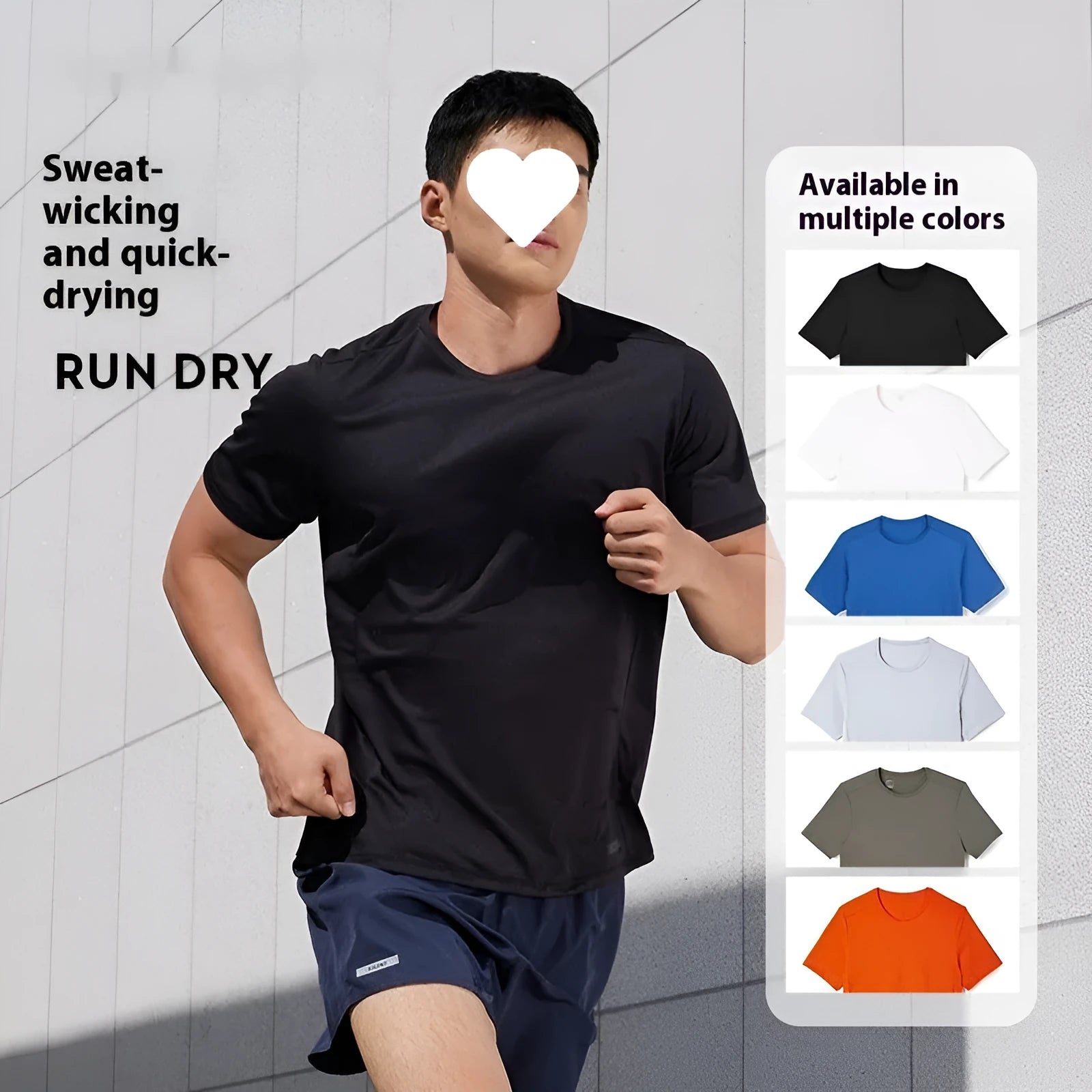 Men's black polyester running t-shirt with quick-dry fabric for sports and fitness