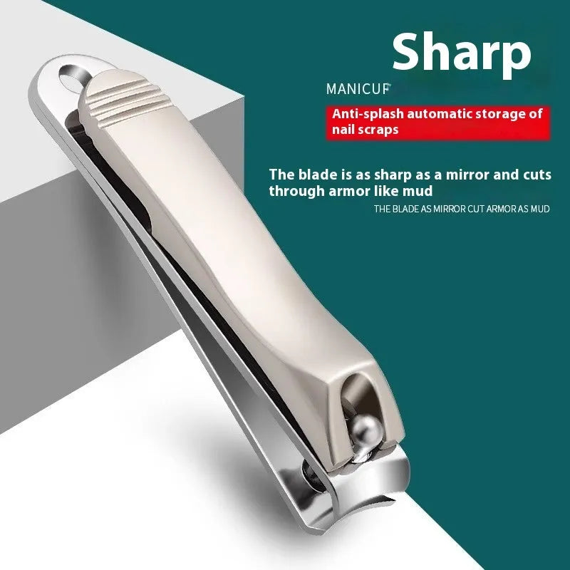 Portable manicure kit with anti-splash design containing stainless steel nail tools in multiple colours