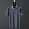 Men's cotton short sleeve T-shirt with letter pattern, Korean fit style, available in five colours and sizes M to XXXXL.