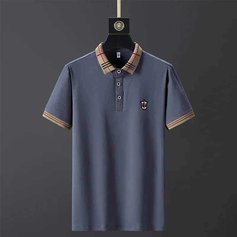 Men's cotton short sleeve T-shirt with letter pattern, Korean fit style, available in five colours and sizes M to XXXXL.