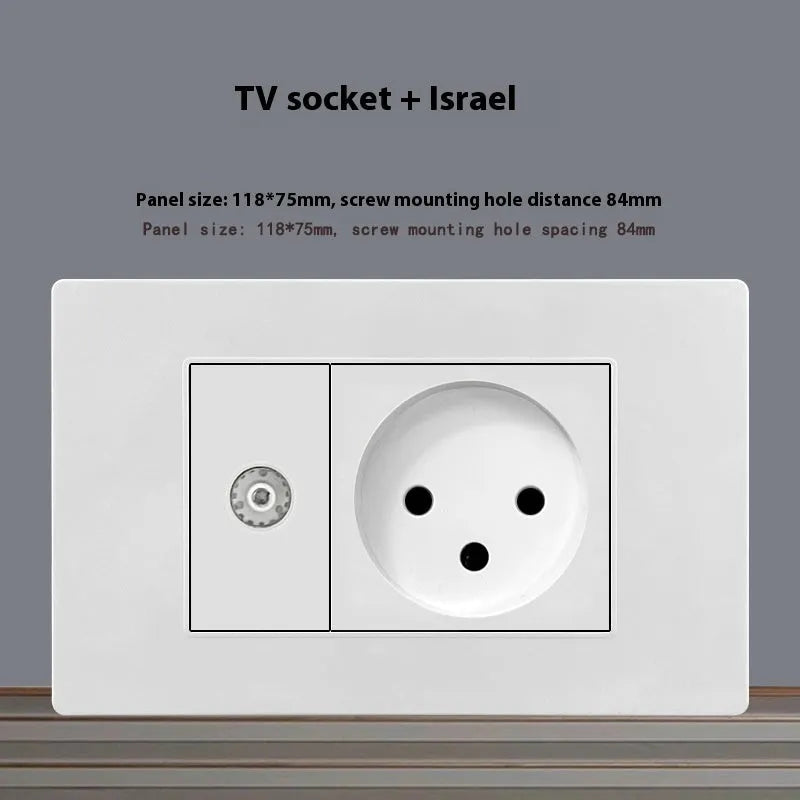 White 118 type 16A Israel socket panel with flame retardant protection and phosphor bronze conductors
