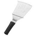 Black stainless steel dematting brush for grooming horses, dogs, and cattle.