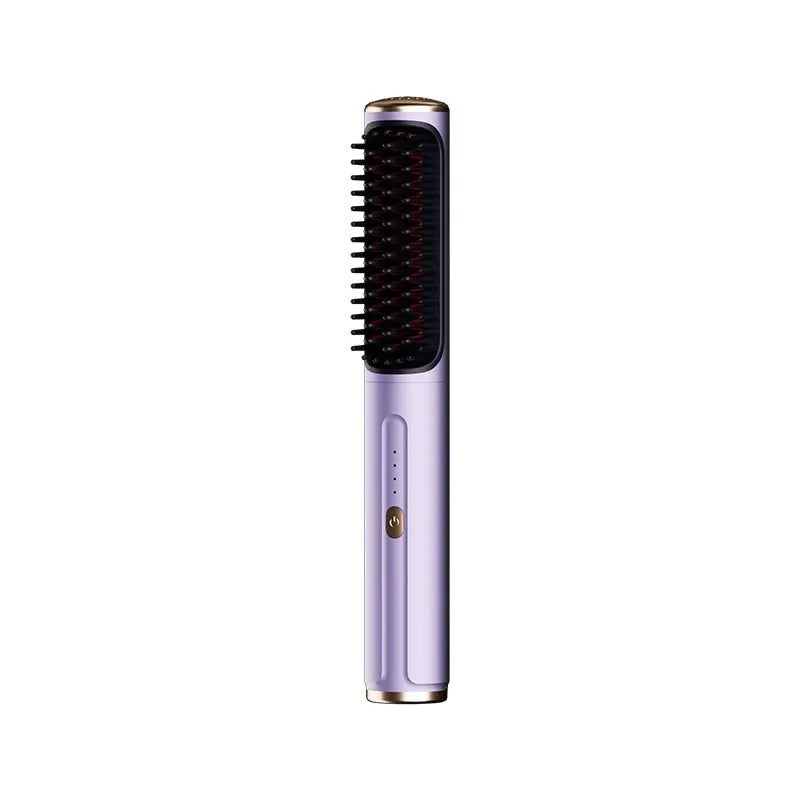 Wireless anion straight comb in rose gold colour for portable hair styling