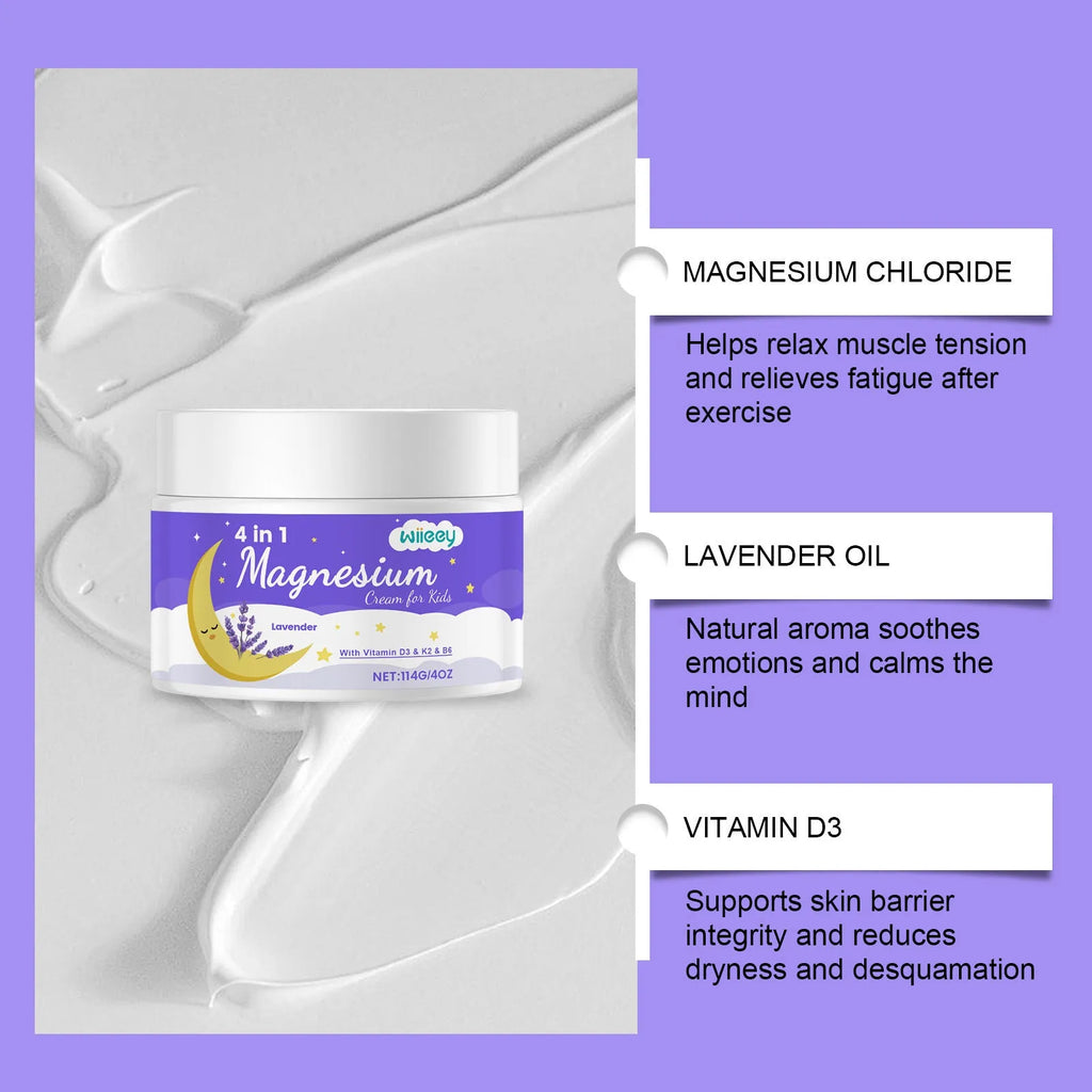 114g tub of magnesium cream for kids with vitamin D3 and B6