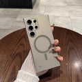 Frameless frosted PC magnetic phone case for Samsung in Desert Gold, shown ultra-thin with anti-fall design