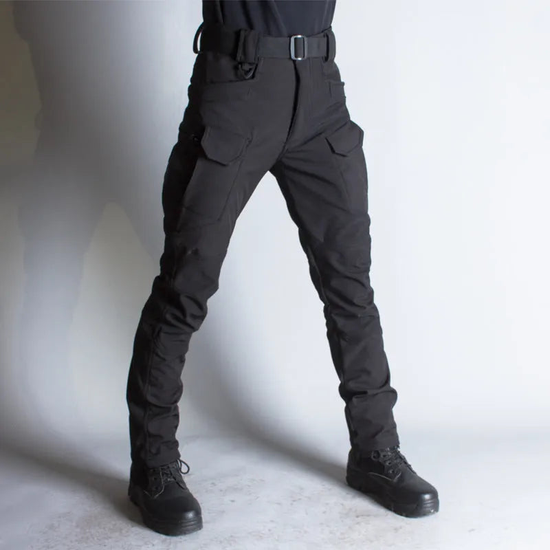 IX7 Shell tactical trousers for men, bamboo fibre, solid colour, fleece-lined, winter outdoor wear