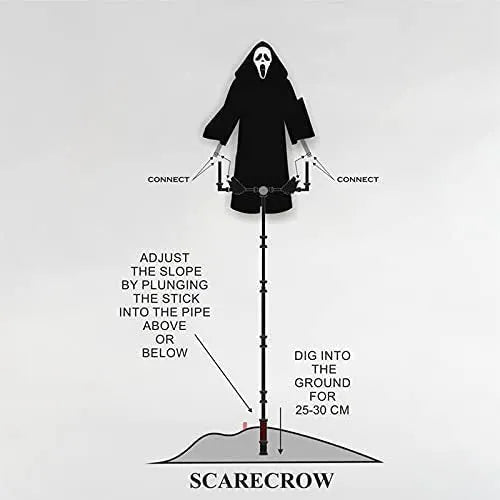 Plastic skeleton scarecrow Halloween decoration with screaming mouth design measuring 70cm tall