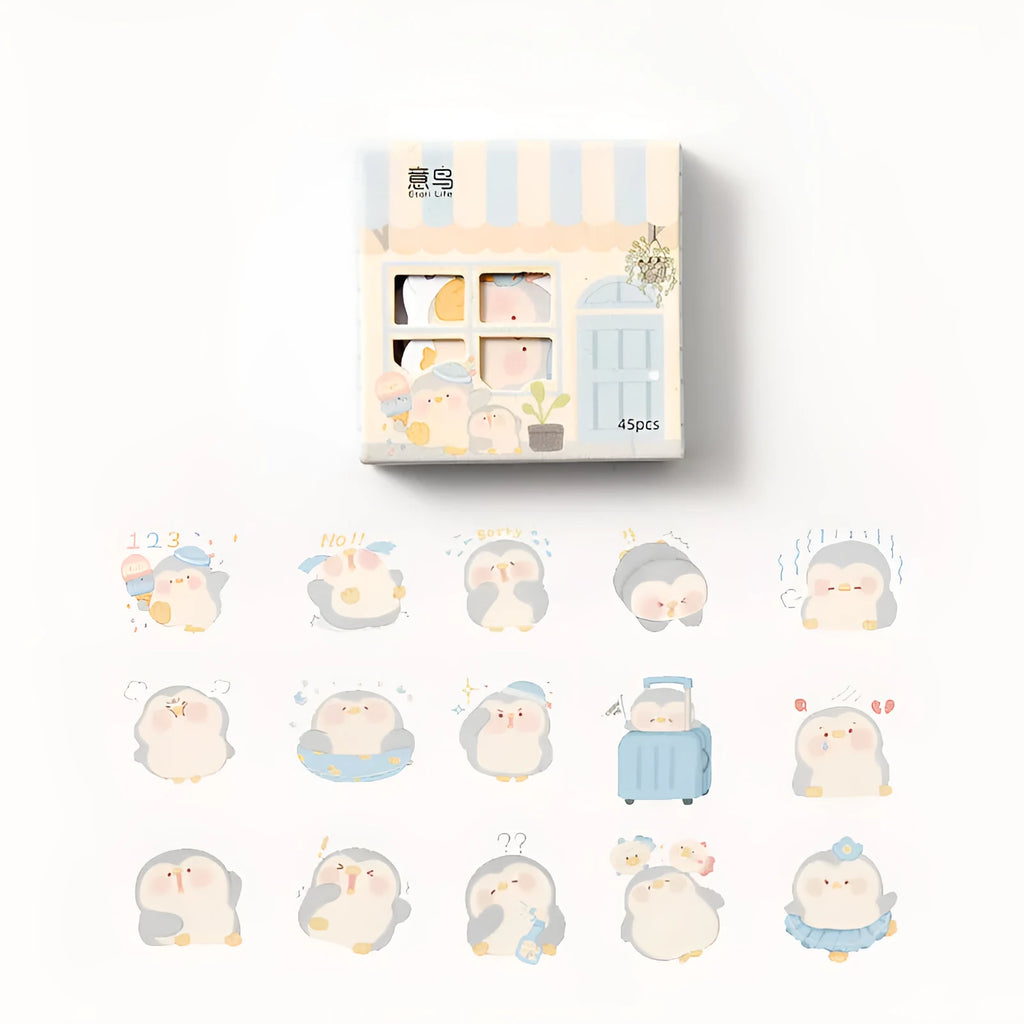 Paper account stickers with penguin design measuring 20-50mm wide for stationery decoration