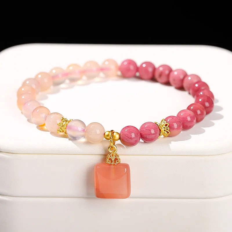 Green natural crystal jade bracelet with Chinese New Year design for women