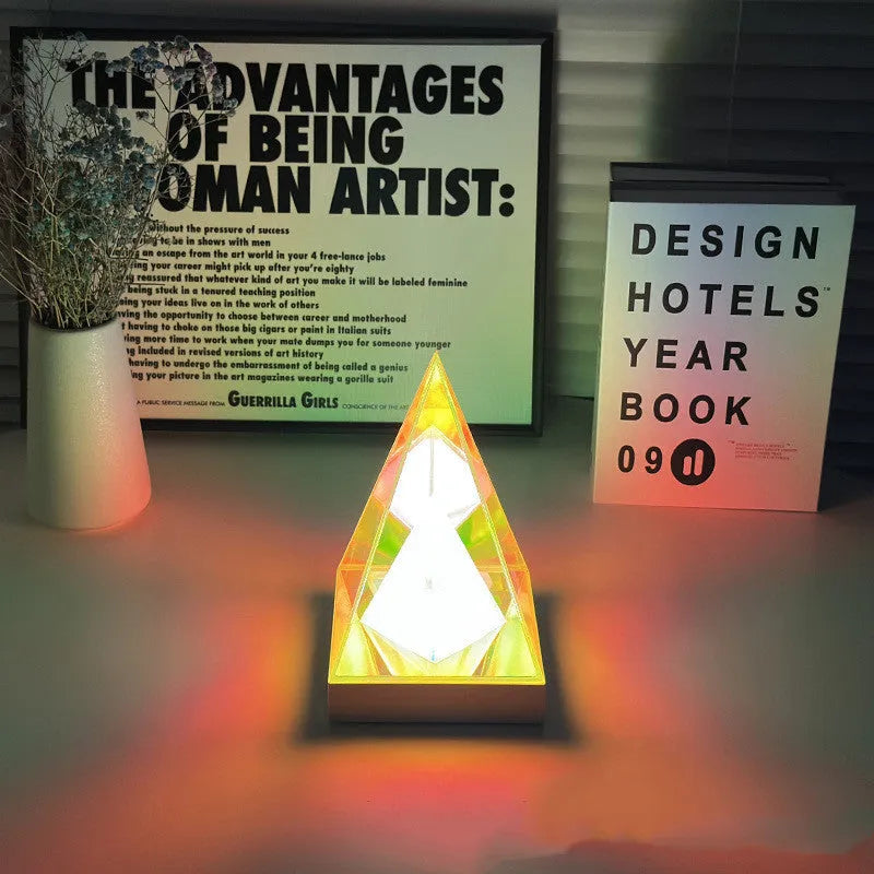 Colourful neon small night lamp with touch dimming, USB charging, acrylic body, 12cm diameter, 20cm height