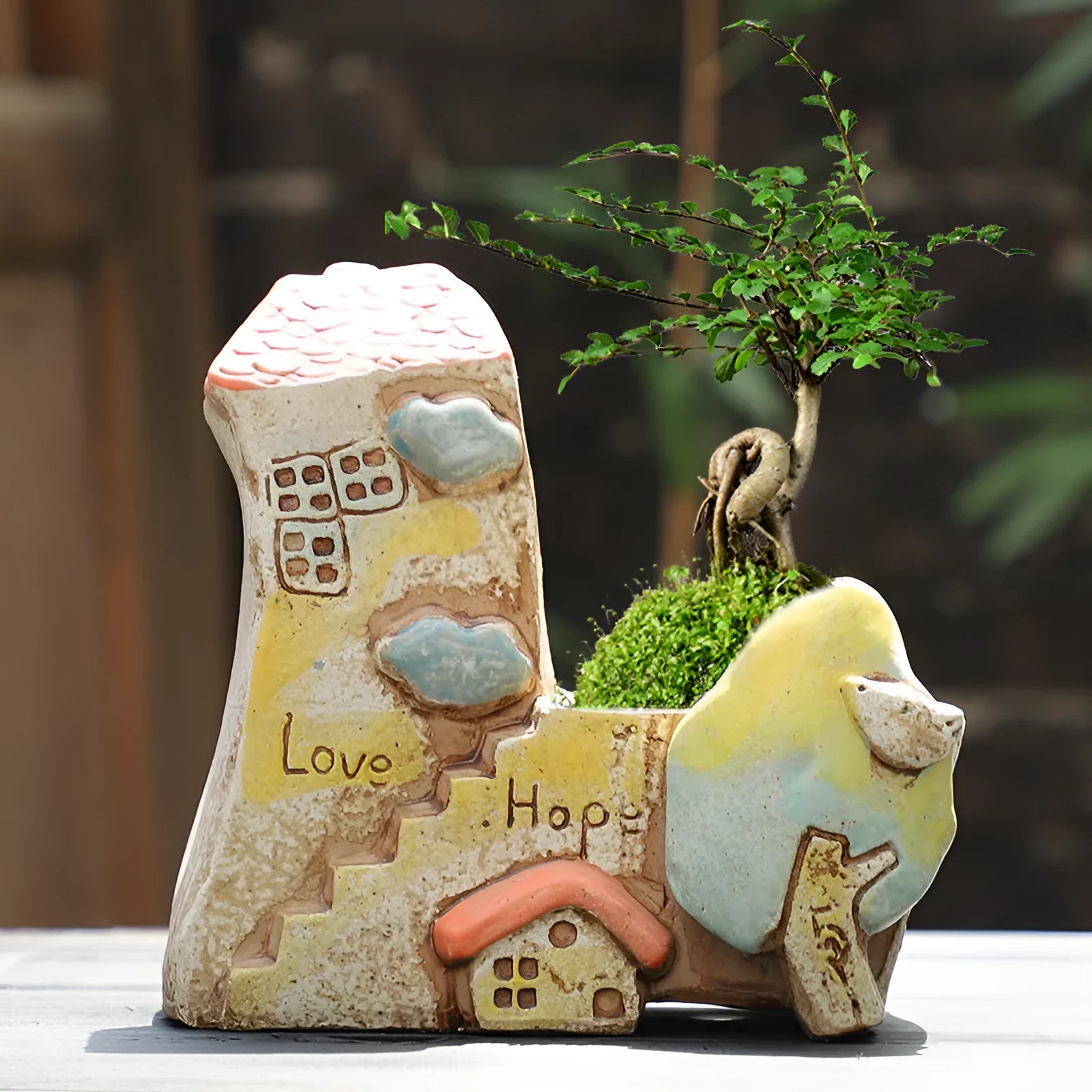 Ceramic combination pot with hand-painted meat and flower design in cute pastoral style