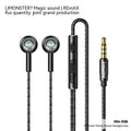 RM711 metal wired e-sports earphones with round hole design in black, green, and silvery, compatible with Type-C and Lightning connectors.