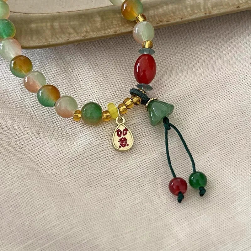 Lotus Ruyi bracelet with mixed materials and handmade construction