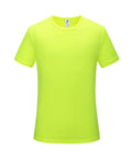 Man wearing a slim fit quick-dry short sleeve T-shirt in a solid colour.