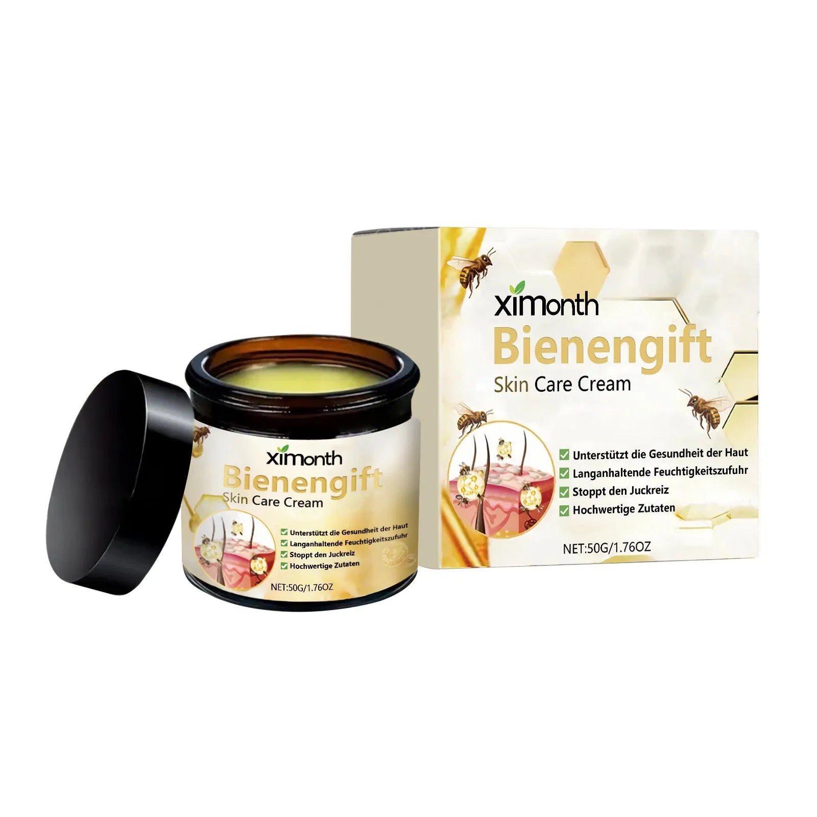 50g jar of bee venom and herbal blend moisturising cream for body and neck