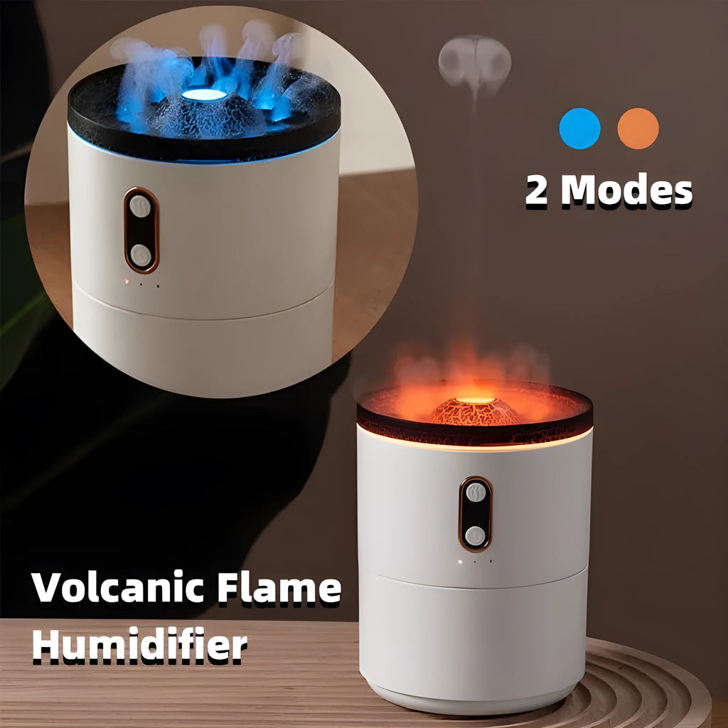 Volcanic Flame USB portable aroma diffuser in Volcano White with two fog outlets and night light