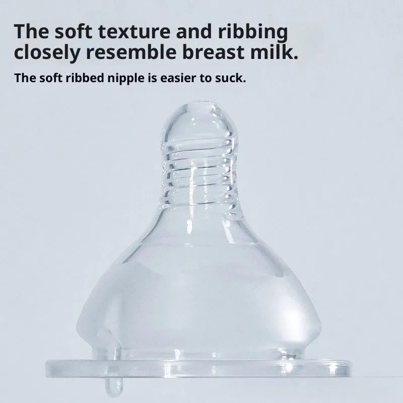 Transparent liquid silicone wide mouth baby bottle nipple cross hole size for newborns 0-3 months