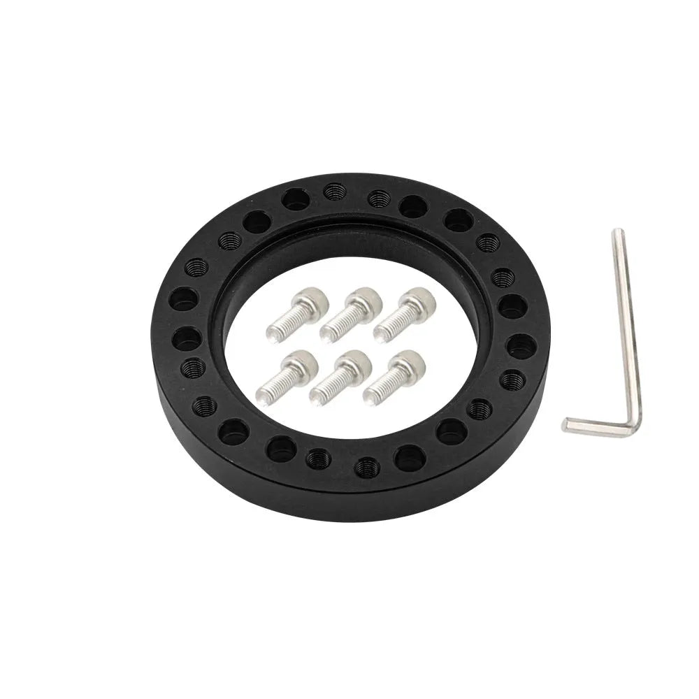 Aluminium alloy steering wheel hub adapter 86mm outer diameter 55mm inner diameter 12.5mm height in black finish