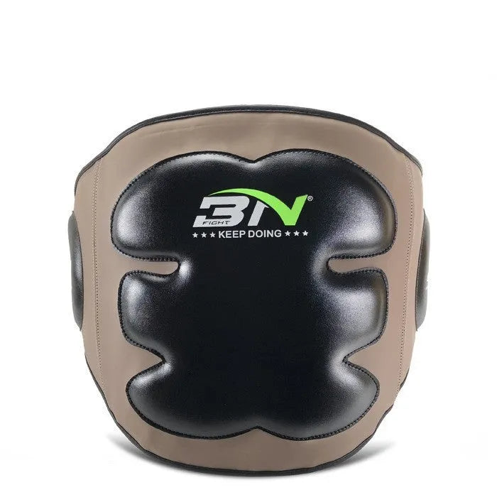 Dark grey Sanda boxing chest protection target for waist safety during martial arts training.