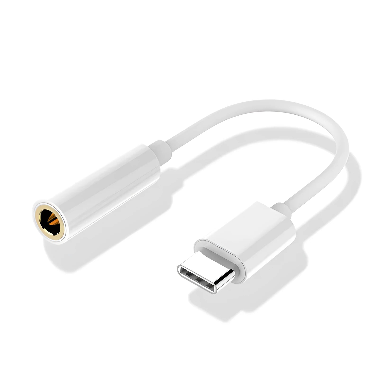 USB Type-C male to 3.5mm female audio adapter cable, 10cm length, with black wire and connectors