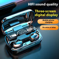 Black wireless Bluetooth headset with digital display screen and noise reduction for e-sports gaming and music