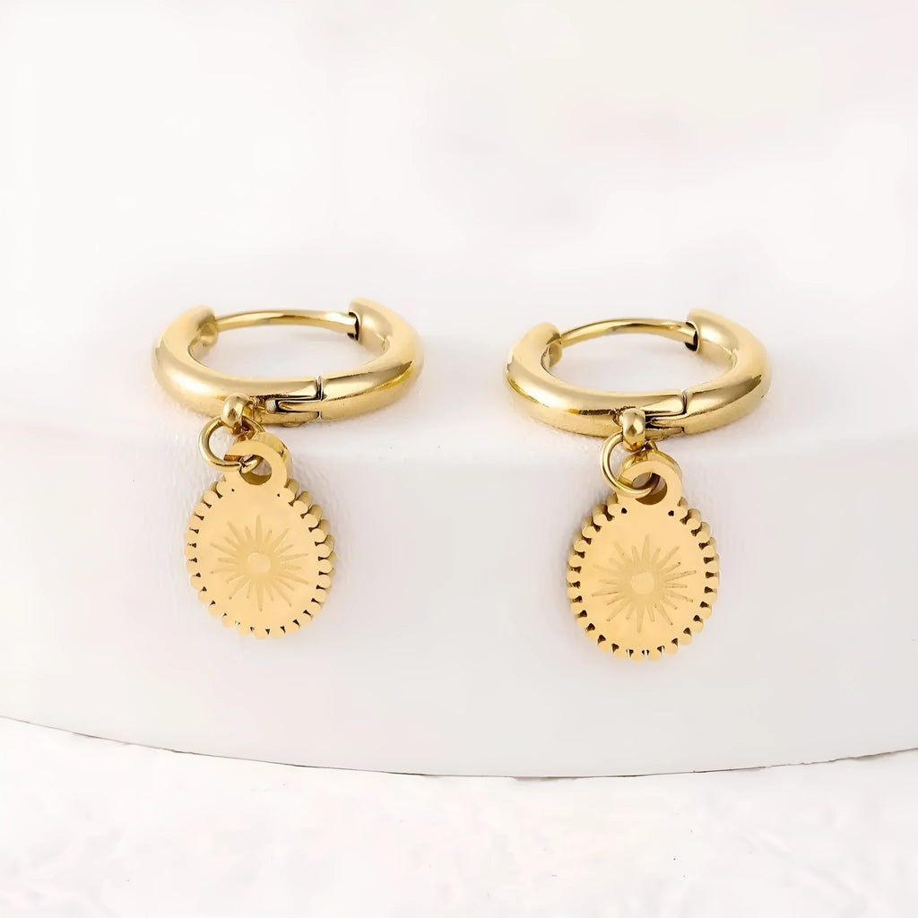 Stainless steel geometric ellipse ear button earrings in colour XY-EH005.