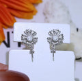 Baroque style S925 sterling silver earrings with ornate open frame and a shepherd hook featuring a small ring holder loop.
