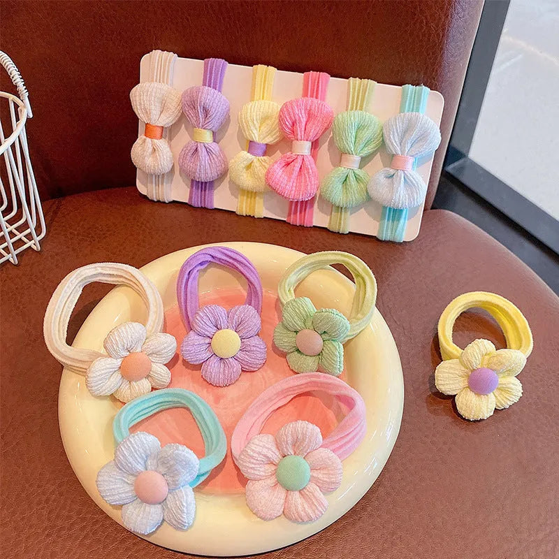 Children's cloth headband with floral and plum blossom decorations, pastoral style, 6-piece set