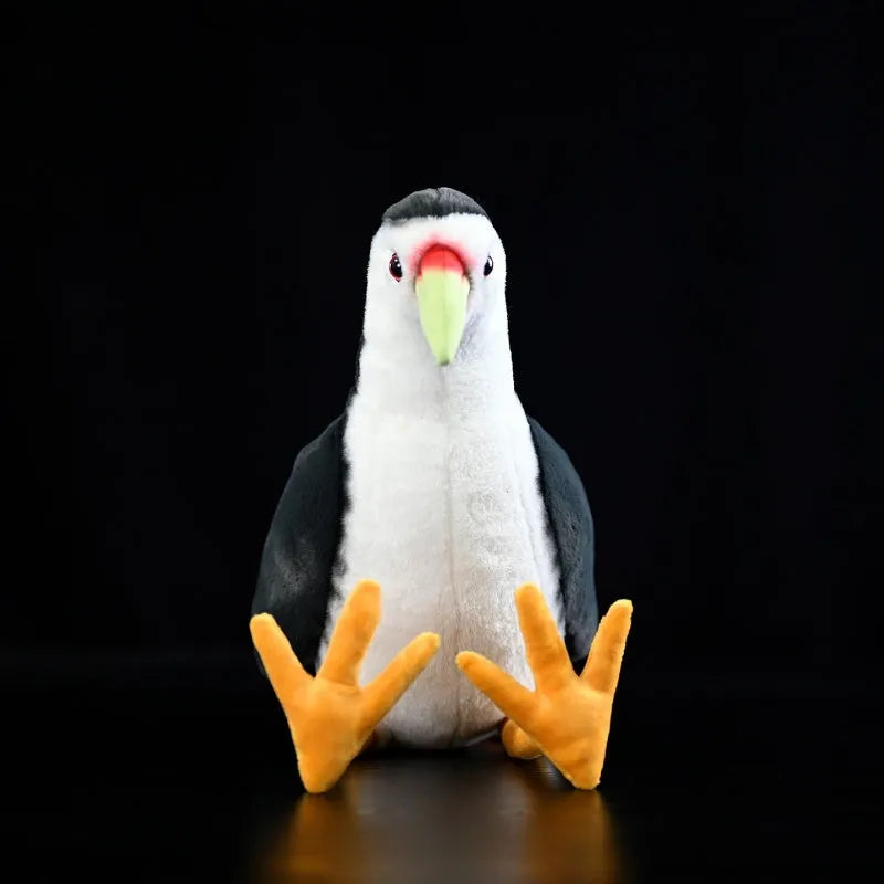 White-bellied rail plush toy 27cm polyester realistic white-faced rail doll on white background