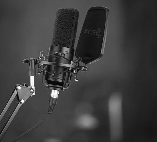 Capacitive microphone large diaphragm K song computer mobile phone recording black with noise reduction