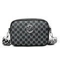 PU leather crossbody bag with wide strap showing three-dimensional front pocket in black colour