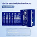Toilet bubble effervescent cleaning powder in blue ocean and pink floral fragrance packaging options.