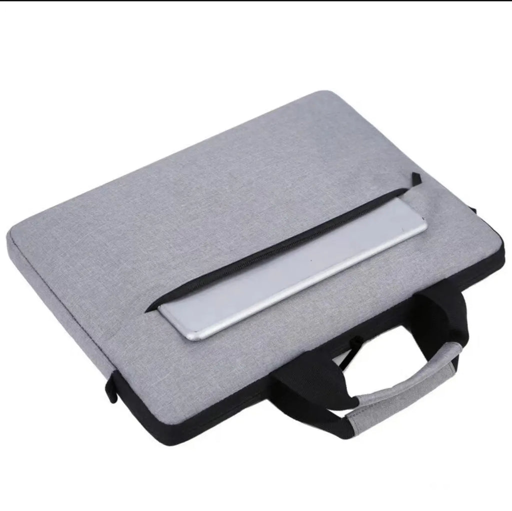 Grey lightweight men's laptop bag with Oxford cloth exterior and inner lining