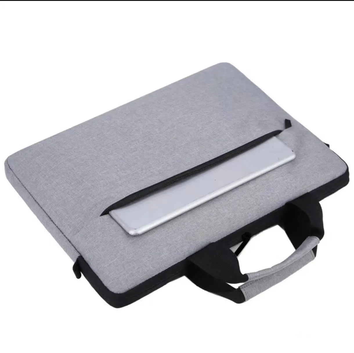 Grey lightweight men's laptop bag with Oxford cloth exterior and inner lining