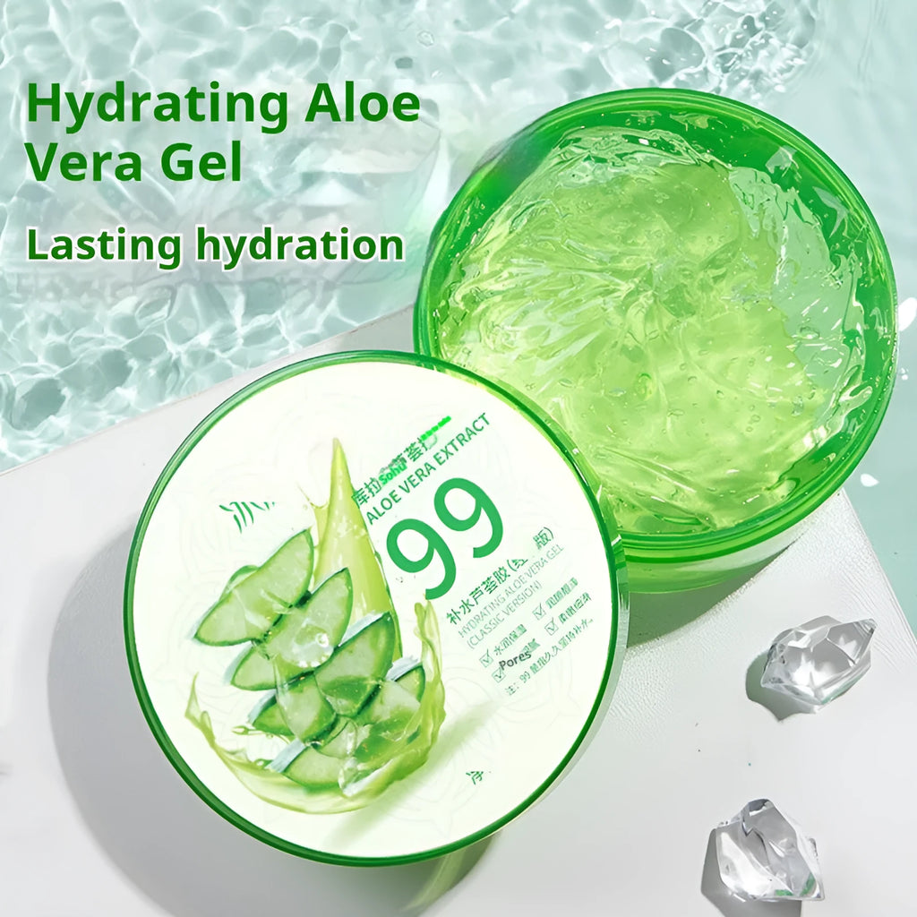 300g aloe vera gel skincare product in emulsion-gel formulation for face and body hydration