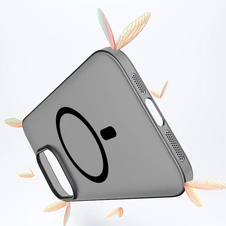 Frosted magnetic PC phone case in transparent pink for iPhone, shockproof and anti-fingerprint