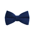 Navy blue corduroy dog collar set with matching leash, vest, bow, and poop bag