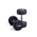 Black cast iron rubberized round head fitness dumbbell, single weight available in 1kg, 2.5kg and 5kg