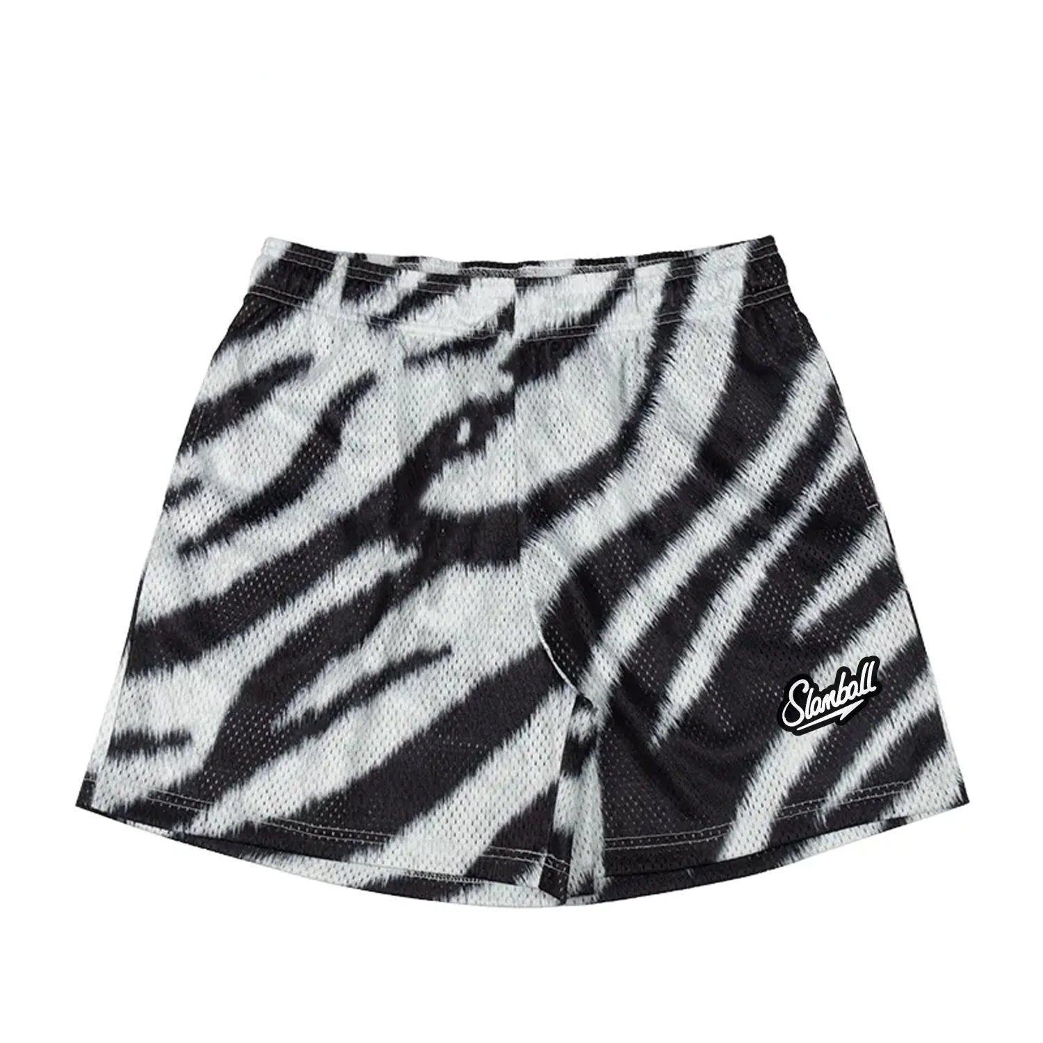 Men's leopard print quick-dry fitness training shorts on a white background