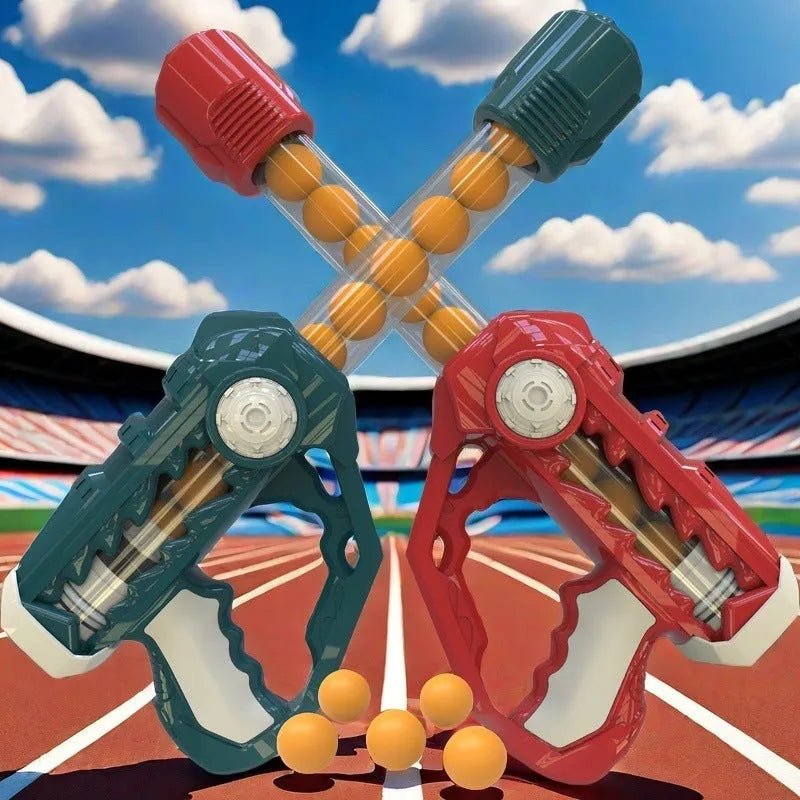 Children's toy soft bullet gun in red with foam balls for manual continuous shooting