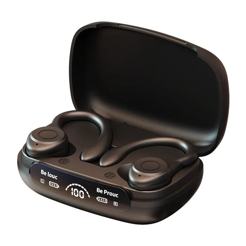 Y7 wireless Bluetooth headset ear-mounted for sports running in black with digital display