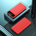 Black white red 20000mAh power bank with optional charging cable showing compact dimensions